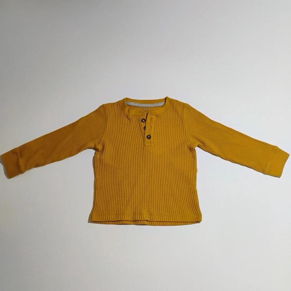 Gymboree Mustard Waffle Knit Henley 2T Toddler Long Sleeve Top